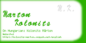 marton kolonits business card