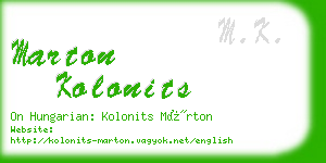 marton kolonits business card